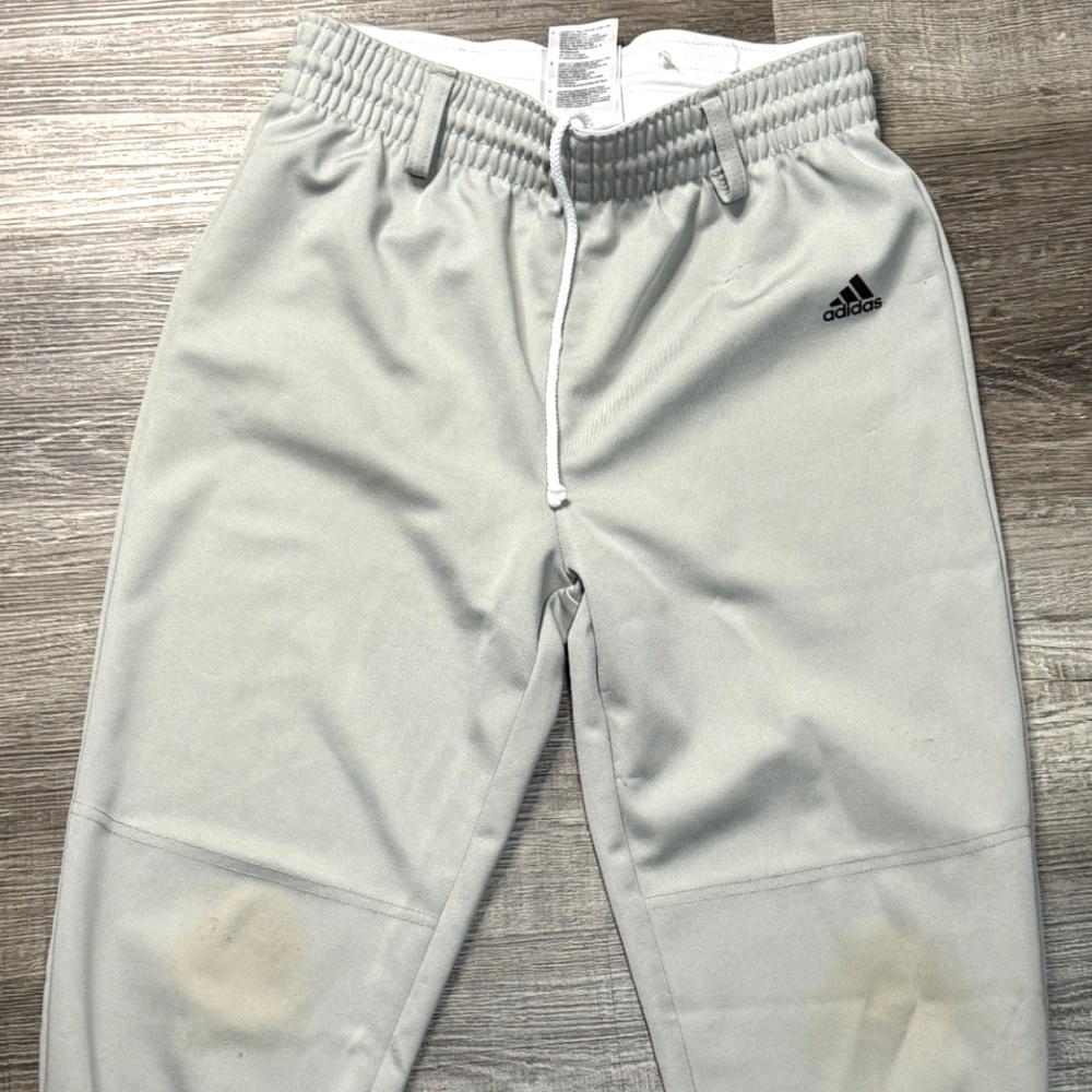 ADIDAS Baseball Pants - Elastic Waist & Ankles - Gray - size Youth M Medium